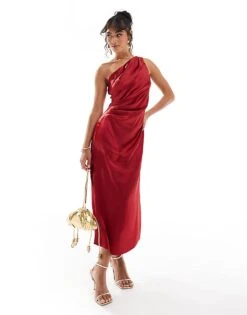 Pretty Lavish Amelia Ruched Midaxi Dress In Red For Women