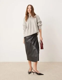 Pretty Lavish Chunky Cable Knit Jumper In Light Grey For Women -Pretty Lavi Clothing Shop 207187170 2