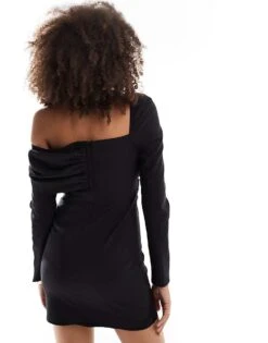 Pretty Lavish Exaggerated Bow Mini Dress In Black For Women -Pretty Lavi Clothing Shop 207187229 3