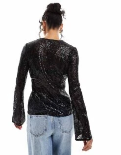 Pretty Lavish Sequin Lace Cardigan In Black For Women -Pretty Lavi Clothing Shop 207187251 4