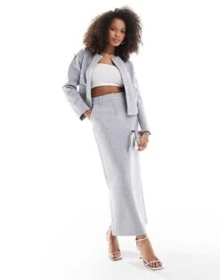 Pretty Lavish Tailored Maxi Skirt In Grey For Women