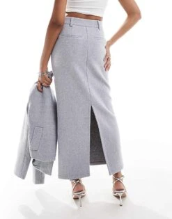 Pretty Lavish Tailored Maxi Skirt In Grey For Women -Pretty Lavi Clothing Shop 207187267 3