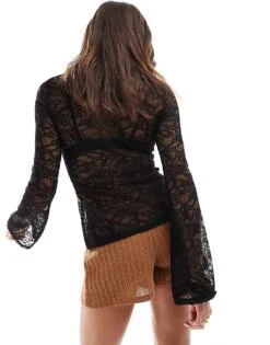 Pretty Lavish Lace Cardigan In Black For Women -Pretty Lavi Clothing Shop 207187275 3