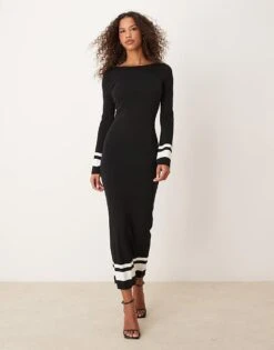 Pretty Lavish Midaxi Knit Dress In Black For Women -Pretty Lavi Clothing Shop 207341953 1 black 1