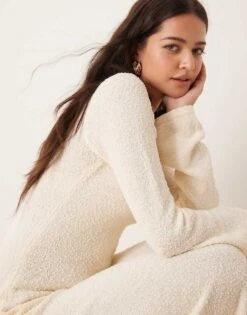 Pretty Lavish Boucle Knit Midaxi Dress In Cream For Women -Pretty Lavi Clothing Shop 207341990 2