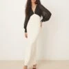 Pretty Lavish Balloon Sleeve Contrast Maxi Dress In Black And White For Women Black & Cream -Pretty Lavi Clothing Shop 207342016 1 blackcream