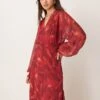 Pretty Lavish Balloon Sleeve Midaxi Dress In Red Print For Women -Pretty Lavi Clothing Shop 207342032 1 red