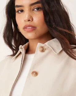 Pretty Lavish Cropped Trench Coat In Stone For Women -Pretty Lavi Clothing Shop 207342205 3