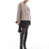 Pretty Lavish Felted Button Jacket In Taupe For Women Grey -Pretty Lavi Clothing Shop 207342217 1 grey
