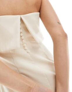 Pretty Lavish Bridesmaid Bandeau Layered Crepe Maxi Dress In Cream For Women -Pretty Lavi Clothing Shop 207433728 2