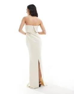 Pretty Lavish Bridesmaid Bandeau Layered Crepe Maxi Dress In Cream For Women -Pretty Lavi Clothing Shop 207433728 4