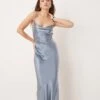 Pretty Lavish Bridesmaid Keisha Cowl Neck Satin Maxi Dress In Dusty Blue For Women -Pretty Lavi Clothing Shop 207433763 1 dustyblue