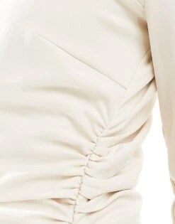 Pretty Lavish Bridesmaid Long Sleeve Square Neck Crepe Maxi Dress In Gold For Women -Pretty Lavi Clothing Shop 207433764 3