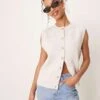 Pretty Lavish Fluffy Knit Waistcoat In Chalk For Women -Pretty Lavi Clothing Shop 207630384 1 chalk