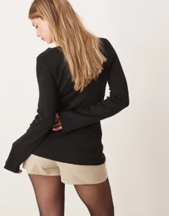 Pretty Lavish Asymmetric Knit Longline Cardigan In Black For Women -Pretty Lavi Clothing Shop 207630426 3