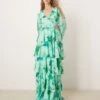 Pretty Lavish Cut Out Tiered Ruffle Maxi Dress In Green Floral Print For Women -Pretty Lavi Clothing Shop 207630447 1 greenfloral