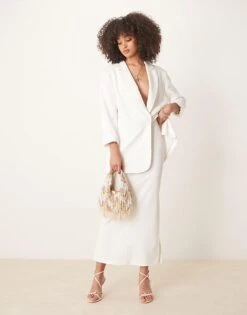 Pretty Lavish Tailored Midaxi Skirt In Cream For Women