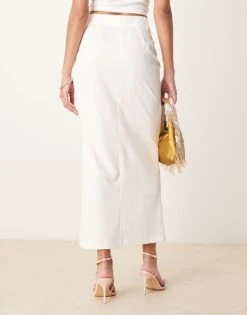 Pretty Lavish Tailored Midaxi Skirt In Cream For Women -Pretty Lavi Clothing Shop 207630486 4