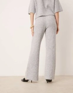 Pretty Lavish Rib Knit Trouser Co-ord In Grey For Women -Pretty Lavi Clothing Shop 207630528 2