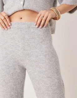 Pretty Lavish Rib Knit Trouser Co-ord In Grey For Women -Pretty Lavi Clothing Shop 207630528 3