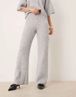 Pretty Lavish Rib Knit Trouser Co-ord In Grey For Women -Pretty Lavi Clothing Shop 207630528 5