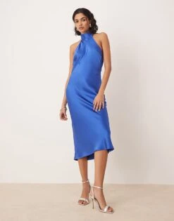 Pretty Lavish Raleigh Cowl Back Midaxi Satin Dress In Blue For Women -Pretty Lavi Clothing Shop 207666760 3