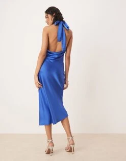 Pretty Lavish Raleigh Cowl Back Midaxi Satin Dress In Blue For Women -Pretty Lavi Clothing Shop 207666760 4
