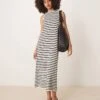 Pretty Lavish Stripe Knit Midaxi Dress In Cream And Navy For Women Cream/navy