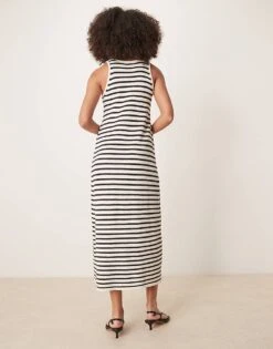 Pretty Lavish Stripe Knit Midaxi Dress In Cream And Navy For Women Cream/navy -Pretty Lavi Clothing Shop 207666778 3