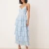 Pretty Lavish Ruffle Midaxi Dress In Blue Abstract Print For Women Blue Print