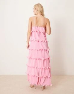 Pretty Lavish Tiered Ruffle Maxi Dress In Lilac Pink For Women -Pretty Lavi Clothing Shop 207666832 4