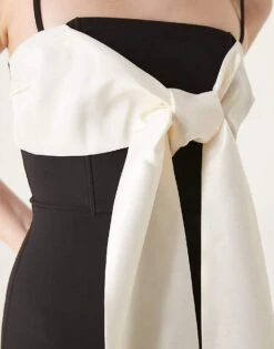 Pretty Lavish Extreme Contrast Bow Midaxi Dress In Black And Cream For Women Black/cream -Pretty Lavi Clothing Shop 207666839 4