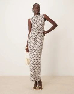 Pretty Lavish Stripe Jersey Co-ord In Brown And Cream -Pretty Lavi Clothing Shop 207666848 1 browncream 1