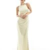 Pretty Lavish Bridesmaid Satin Boat Neck Maxi Dress In Lemon For Women -Pretty Lavi Clothing Shop 207666949 1 lemon