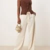 Pretty Lavish Drawstring Wide Leg Satin Trouser In Oyster For Women -Pretty Lavi Clothing Shop 207666972 1 oyster