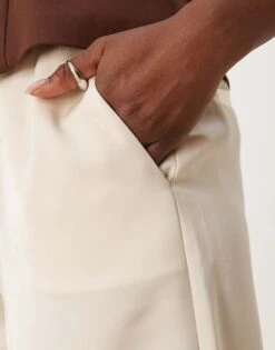 Pretty Lavish Drawstring Wide Leg Satin Trouser In Oyster For Women -Pretty Lavi Clothing Shop 207666972 4