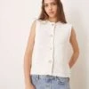 Pretty Lavish Crochet Knit Waistcoat In Cream For Women -Pretty Lavi Clothing Shop 207666973 1 cream
