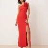 Pretty Lavish One Shoulder Corsage Maxi Dress In Red For Women