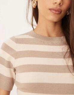 Pretty Lavish Short Sleeve Knit Midaxi Dress In Stone And Beige For Women Stone/beige -Pretty Lavi Clothing Shop 207666996 2