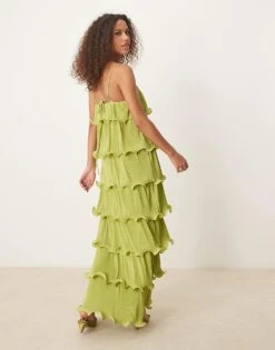 Pretty Lavish Tiered Ruffle Maxi Dress In Pistachio For Women -Pretty Lavi Clothing Shop 207667017 3