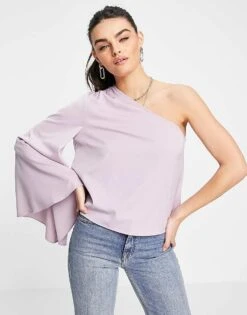Pretty Lavish Rosie One Shoulder Blouse In Lilac For Women -Pretty Lavi Clothing Shop 23246452 3